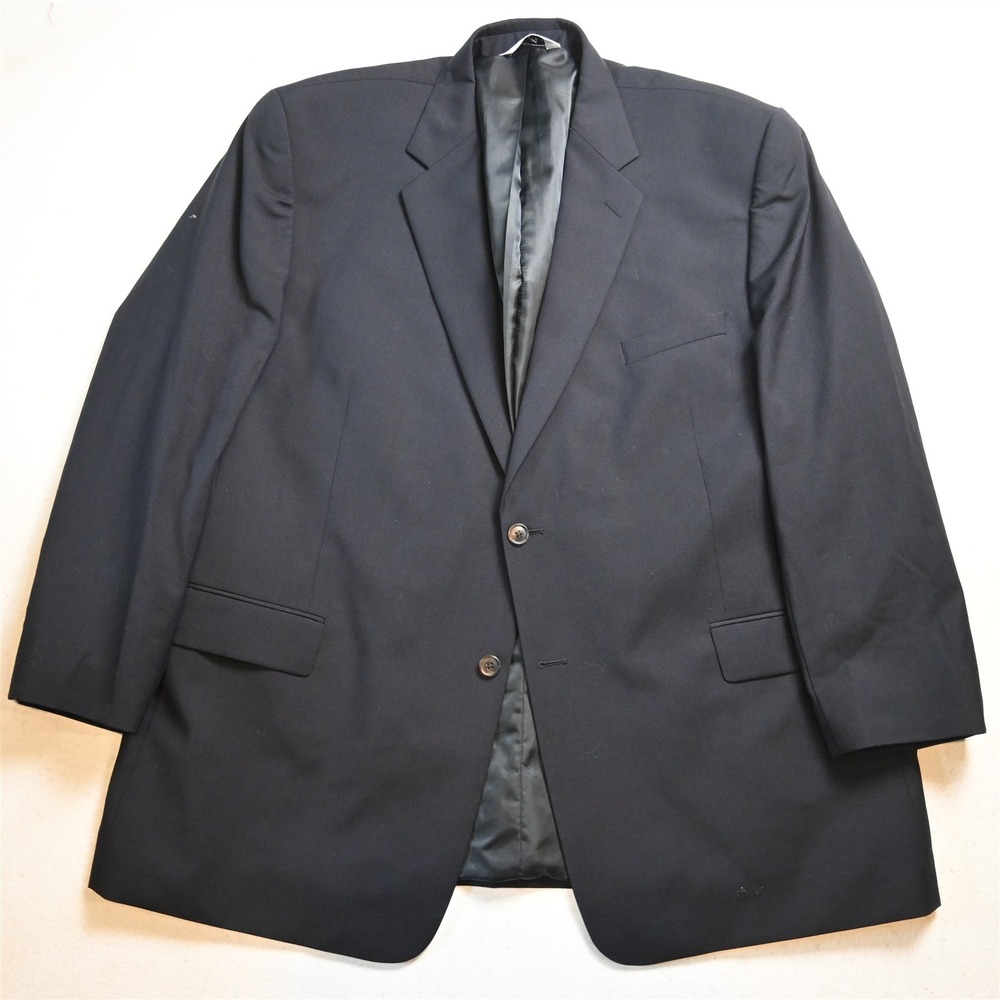 Versini 52L Navy Blue 100% Wool Mens Blazer Suit Jacket Sport Coat